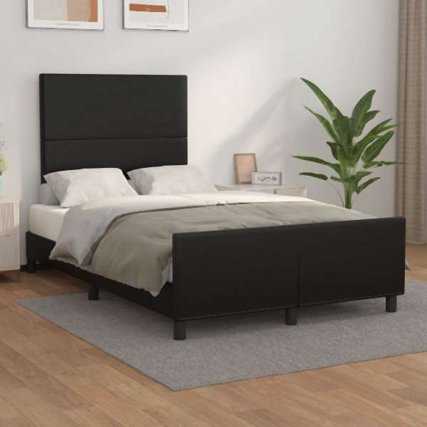 vidaXL Bettgestell mit Kopfteil Schwarz 120x200 cm Kunstleder, 3125439
