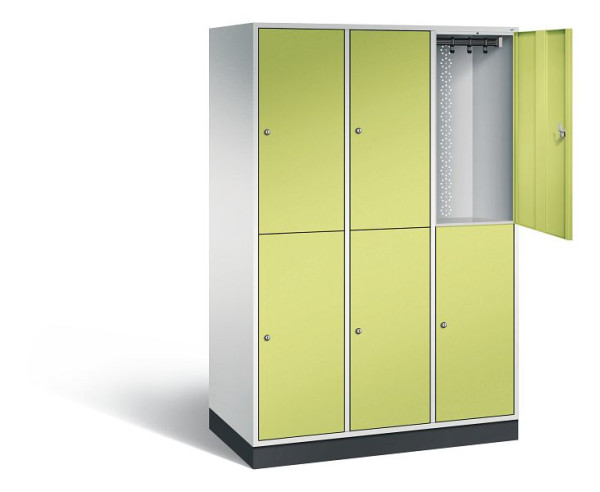 C+P Spind doppelstöckig XL Intro, H1950xB1220xT590mm, Farbe: Lichtgrau / Viridingrün, 8270-303 S10048