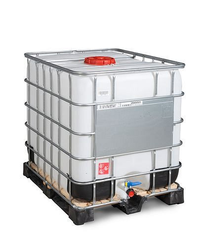 DENIOS IBC Gefahrgut-Container, Composite-Palette, 1000 l, Öffnung NW225, Auslauf NW50, 266166