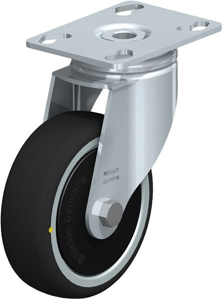Blickle LKPA-PATH 101K-ELS-FK Apparate-Lenkrolle mit Anschraubplatte, Thermoplastisches Polyurethan, Grau, 848930