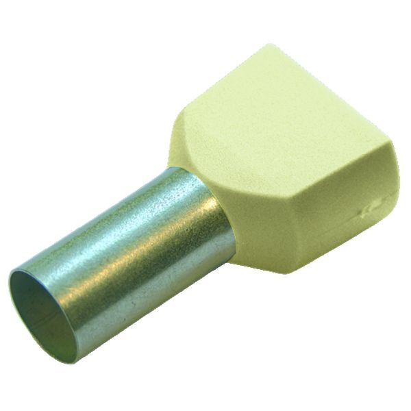 Haupa Twin-Aderendhülse für zwei Leiter, Farbserie I (französisch) 16/16 elfenbein, VE: 50 Stück, 273414