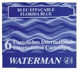 WATERMAN Tintenpatronen International - floridablau, kurz, VE: 6 Stück, S0110950