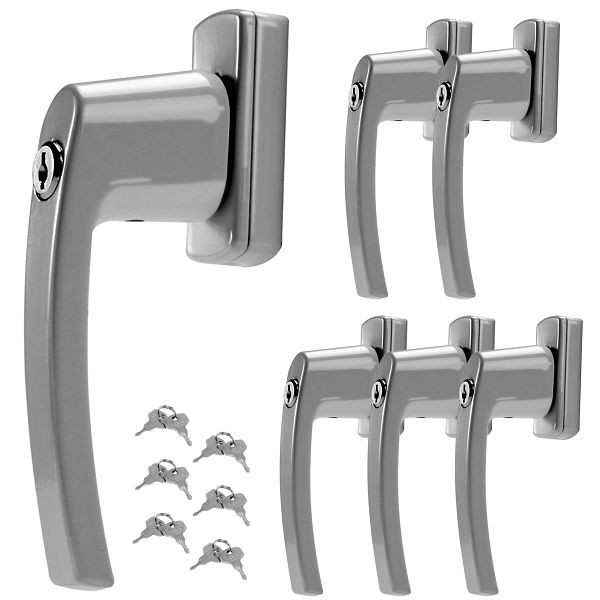 monzana Fenstergriff 6er-Set Silber abschließbar, 994045