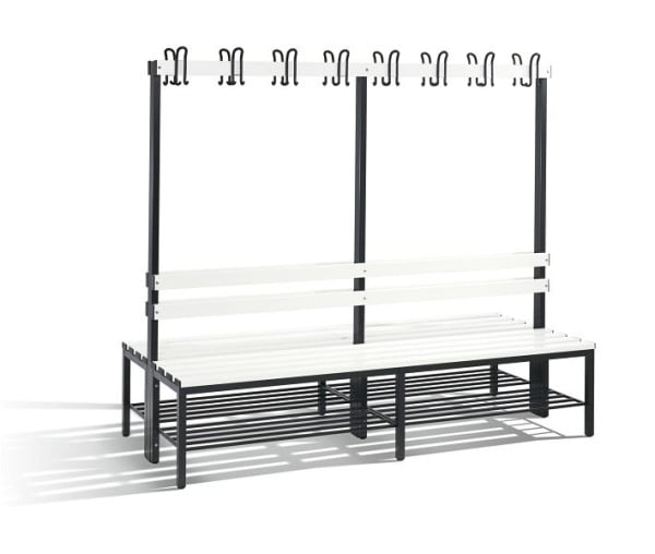 C+P Garderobenbank 2-seitig, H1650xB1960xT750 mm, Reinweiß, 8052-210 S10045