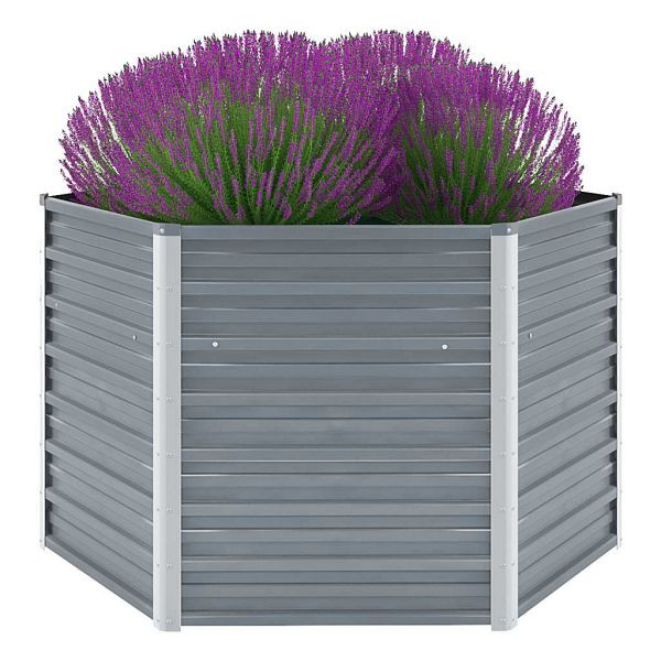 vidaXL Garten-Hochbeet verzinkter Stahl 129x129x77 cm Grau, 44856