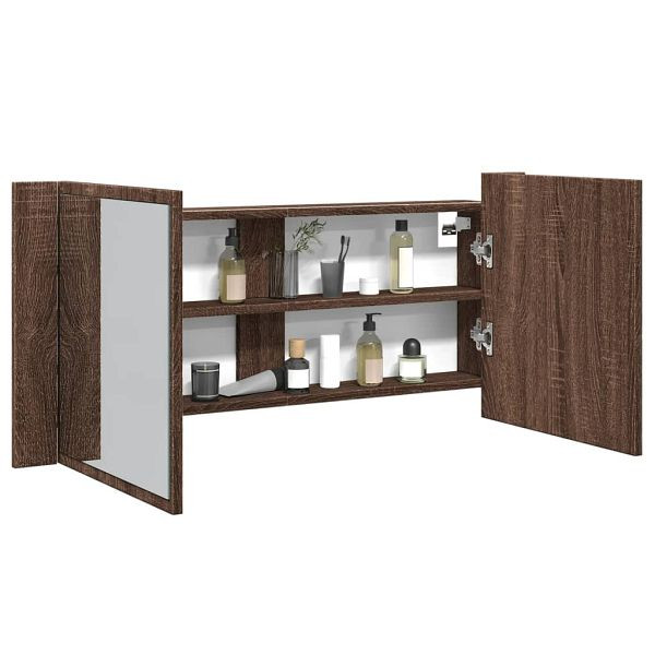 vidaXL LED-Spiegelschrank Braun Eichen-Optik 100x12x45 cm, 834961