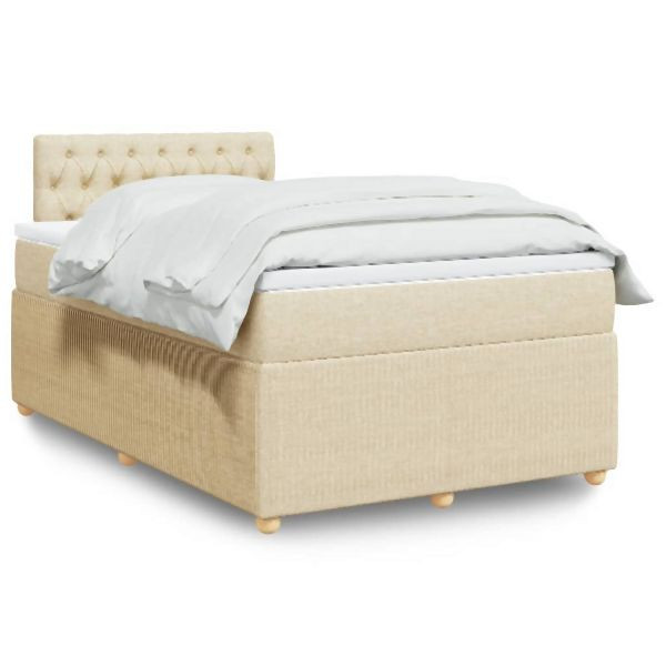 vidaXL Boxspringbett mit Matratze Creme 120x200 cm Stoff, 3289735