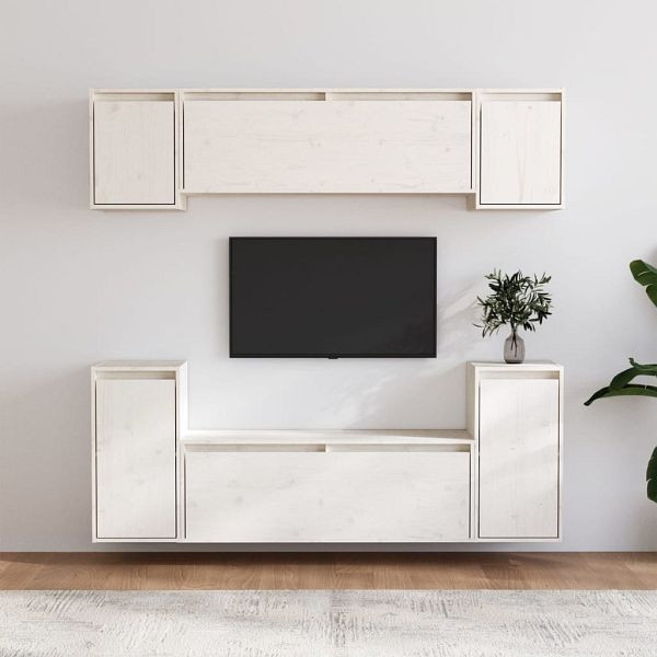 vidaXL TV-Schränke 6 Stück Weiß Massivholz Kiefer, 3100190