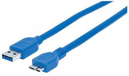 MANHATTAN SuperSpeed USB Micro-B Anschlusskabel, USB 3.0, Typ A Stecker - Micro-B SuperSpeed Stecker, 5 Gbps, 0,5 m, blau, 354318