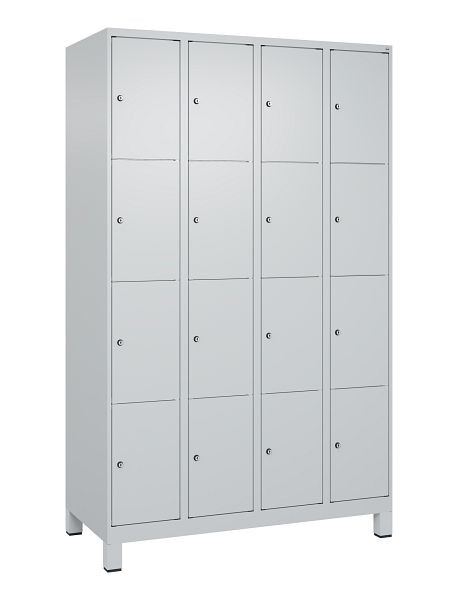 C+P Schließfachschrank Classic PLUS, Füße, 4 Abteile mit je 4 Fächern, 1950x1200x500mm, 7035/7035, 080010-404 S10009