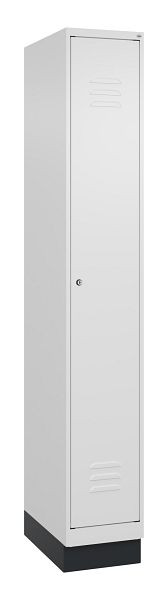 C+P Umkleidespind Classic PLUS mit Mitteltrennwand, Sockel, 1950x300x500mm, 9016/9016, Zylinderschloss, 080020-10F S10029