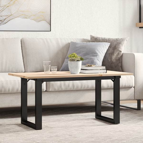 vidaXL Couchtisch O-Gestell 100x50x45 cm Massivholz Kiefer & Gusseisen, 3282666