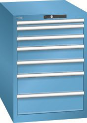 LISTA Schubladenschrank 27x36E (BxTxH) 564x725x800mm KEY Lock, Lichtblau, 7 Schubladen, Fronthöhen: 50-150 mm, 14.354.010