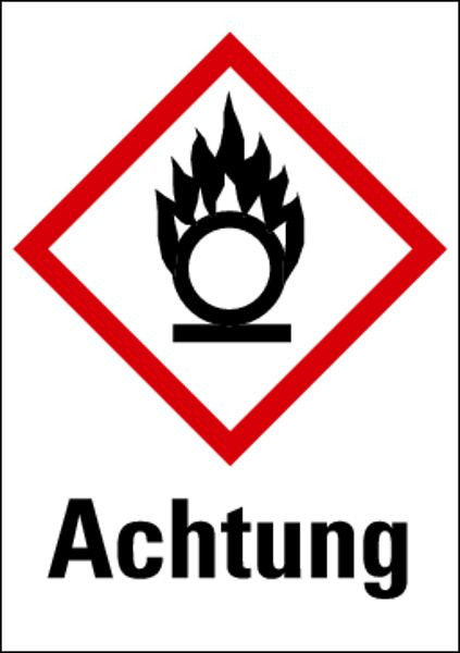 Schilder Klar Gefahrstoffkennzeichnung Achtung Brandfördernd, auf Bogen à 16 Stück, 20x29 mm Folie selbstklebend, 473/67