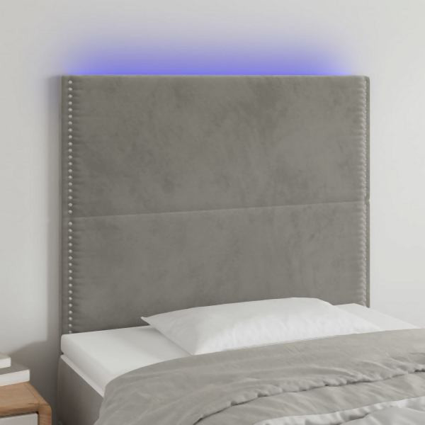 vidaXL LED Kopfteil Hellgrau 100x5x118/128 cm Samt, 3122326