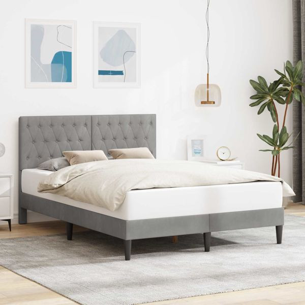 vidaXL Bettrahmen mit Kopfteil Hellgrau 140 x 190 cm Samt, 42027661