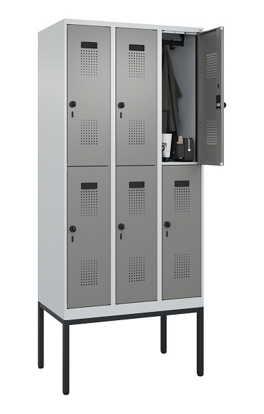 C+P Doppelstock-Spind Evolo PLUS, Gestell, 6 Fächer, 2120x900x500mm, 7035/0004, Drehriegel, 0493307-30 S10014
