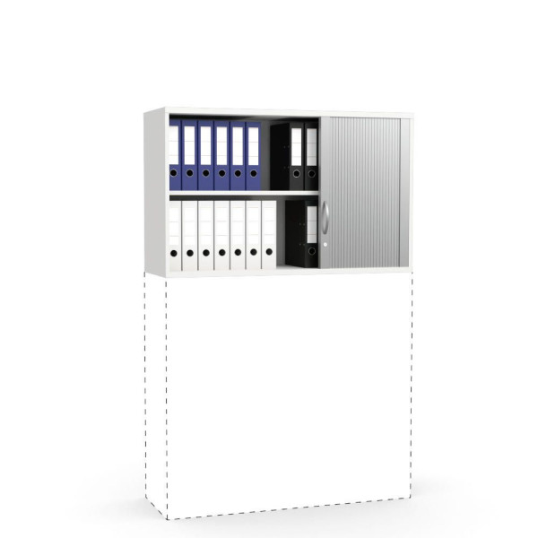 Deskin Rollladen-Aufsatzschrank Multi M pro, Dekor weiß, B 1200 x H 750 x T 420 mm, 294457