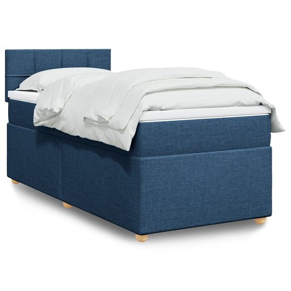 vidaXL Boxspringbett mit Matratze Blau 90x190 cm Stoff, 3288841