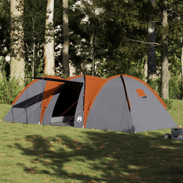 vidaXL Kuppel-Familienzelt 8 Personen Grau und Orange Wasserdicht, 4009430
