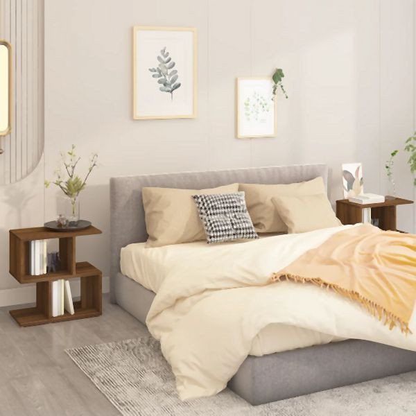 vidaXL Nachttische 2 Stück Braun Eichen-Optik 50x30x51,5cm Holzwerkstoff, 815833