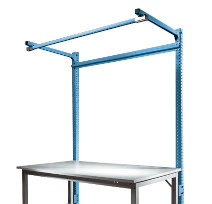 Manuflex Anbau-Aufbauportal mit Ausleger für UNIVERSAL + PROFI Spezial Anbautische, Nutzhöhe 1500 mm, Brillantblau, ZB3844.5007