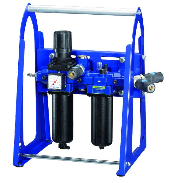 Prevost Mobiler- Filterregler: Manometer, Öler +Zwischenstück ge- &ungeölte Luft, Profil=European 7,4mm, Ausgang=2xESI 07, ESI 07, Eingang=ERP 07, PTE HPES