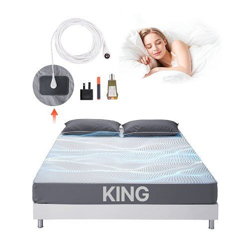 VEVOR Erdungsbettlaken Kingsize Grau, 95% Baumwolle, 5% Silberfaser, mit Erdungskabel & Tester, 1981x2030x5 mm, JDCZ7680INCHY8E07V0