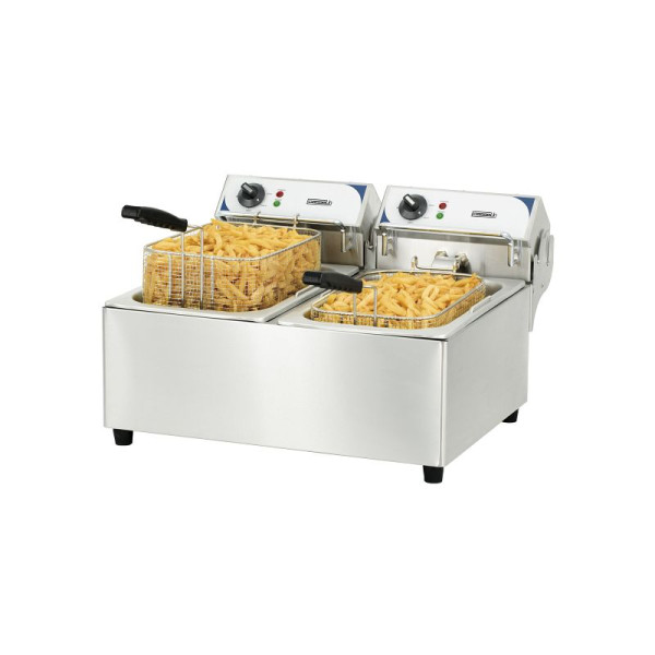 Casselin Fritteuse 2 x 10L mit Ablasshahn, L 585 x T 625 x H 455 mm, CFE102B