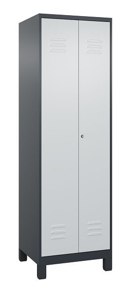 C+P Umkleidespind Classic PLUS, Doppel-Spind, Füße, 2 Abteile, 1950x600x500mm, 7016/7035, Zylinderschloss, 080012-20P S10004