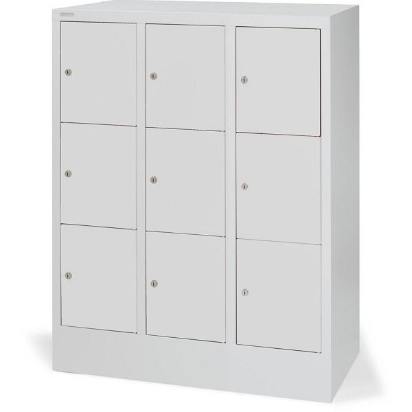 Deskin Schließfachschrank CLASSIC mit glatten Türen, Korpus lichtgrau, Türen lichtgrau, H 1187 x B 900 x T 500 mm, 264071