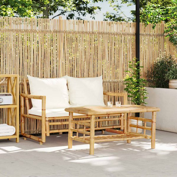 vidaXL 2-tlg. Garten-Sofagarnitur mit Kissen Bambus, 365870