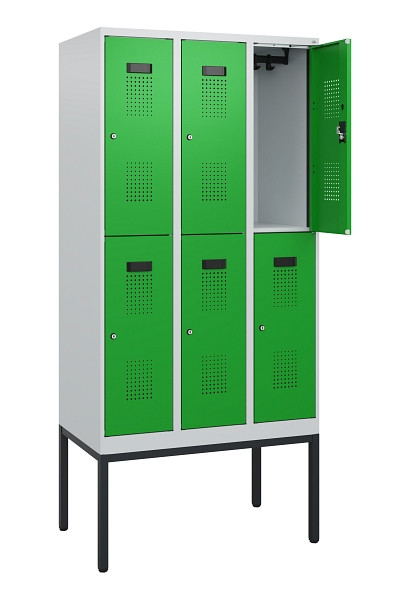 C+P Doppelstock-Spind Evolo PLUS, Gestell, 6 Fächer, 1950x900x500mm, 7035/6037, Zylinderschloss, 0493305-30 S10038