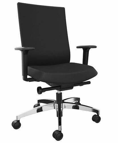 DENIOS Bürostuhl AdJust evo, Syncro-Evolution-Technik, Alu-Fußkreuz, schwarz, 292406