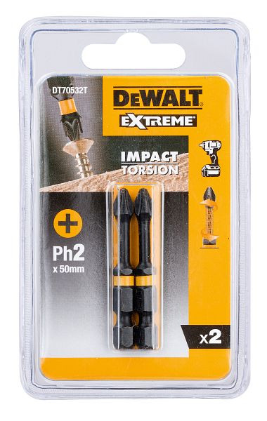 DeWalt Torsion Bit schlagfest Ph2 50mm, VE: 2 Stück, DT70532T-QZ