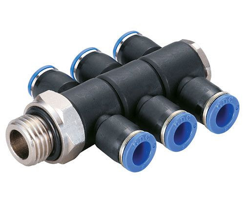 timmer B-TVTEd3-6-1/4-KU, T-Verteiler-Einschraubverschraubung zylindrisch Schlauch-Ø: 6 mm, Gewinde: 1/4", VE: 3 Stück, 03180705