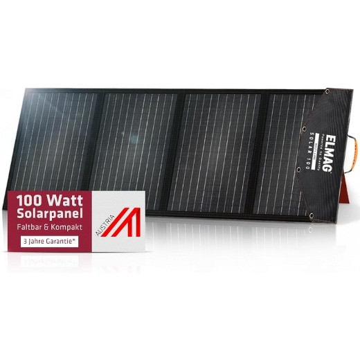 ELMAG Faltbares Solarpanel SOLAR 100 - monokristallin, 18VDC, 100Wp für tragbare Powerstations, 52951