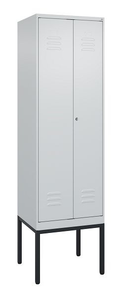 C+P Umkleidespind Classic PLUS, Doppel-Spind, Gestell, 2 Abteile, 2120x600x500mm, 7035/7035, Zylinderschloss, 0800327-20P S10024