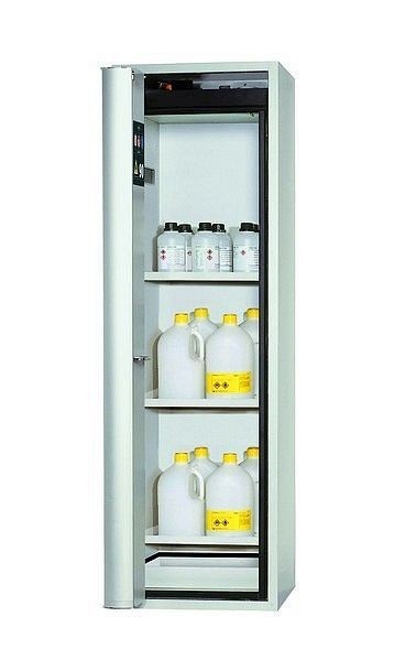 asecos Sicherheitsschrank S-PHOENIX Vol.2-90, S90.196.060.FDAC in lichtgrau RAL 7035 mit 3x Fachboden (Stahlblech), 30235-001-30252