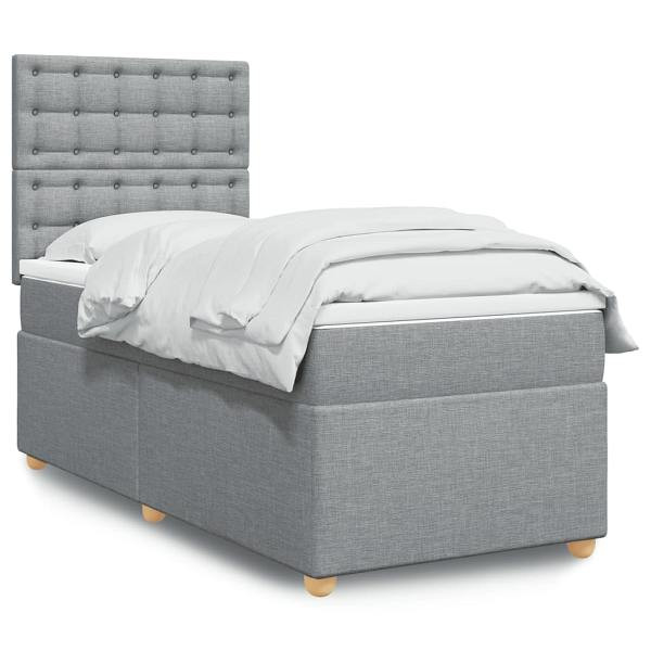 vidaXL Boxspringbett mit Matratze Hellgrau 80x200 cm Stoff, 3293421