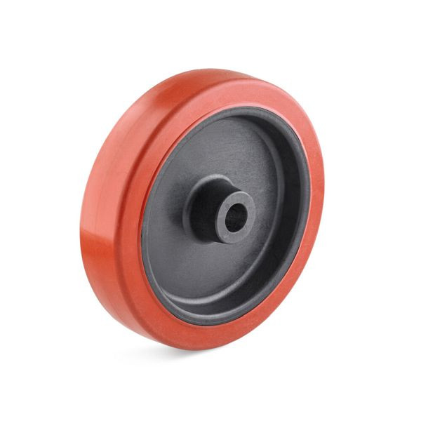 Torwegge hitzebeständiges Silikon-Gummirad, Tragfähigkeit 100 kg, Rad-Ø 100 mm, Radbreite 27 mm, Achsloch-Ø 12 mm, Nabenlänge 40 mm, 0053431