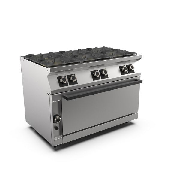 Mareno M1-700 Gasherd 6 Brenner, extra breiter Gasbackofen, 120cm, PC712GFGM, 171.113