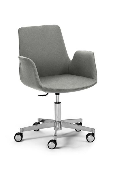 Deskin Konferenz-/Bürostuhl HELLA DV, Fußkreuz Aluminium poliert, Bezugsstoff Basic MC, grau, 352932