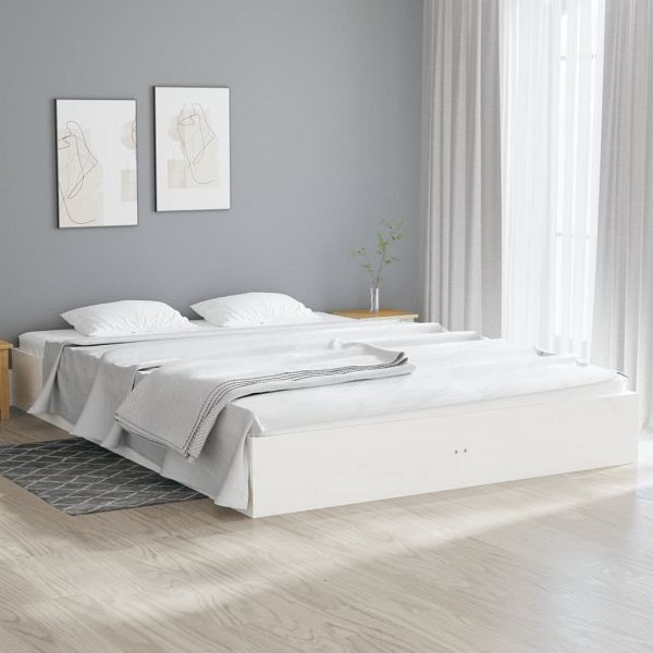 vidaXL Massivholzbett Weiß 150x200 cm, 820038, 8720287067245