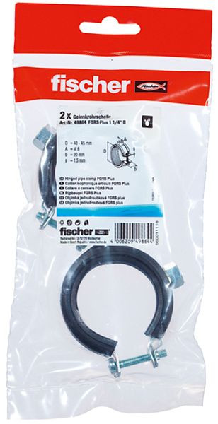 Fischer Gelenkrohrschelle FGRS Plus 1/4" B, VE: 10 Stück, 49859