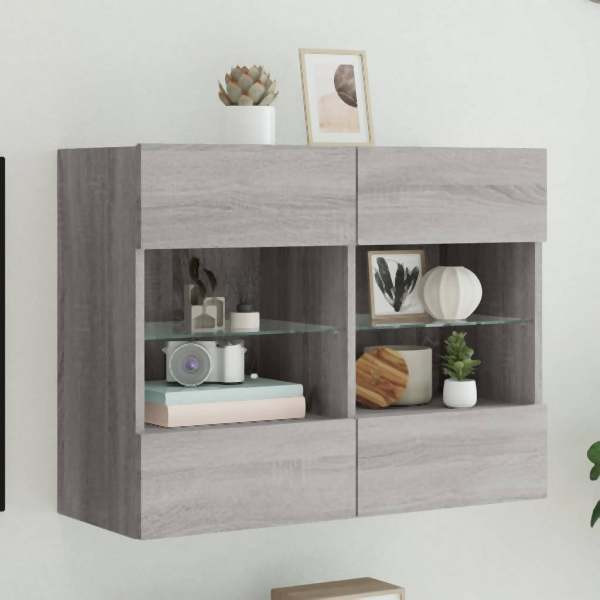 vidaXL TV-Wandschrank mit LED-Leuchten Grau Sonoma 78,5x30x60,5 cm, 837104