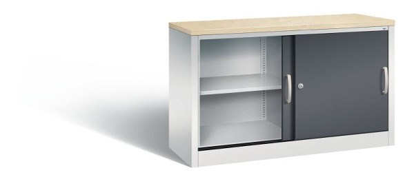 C+P Sideboard mit Schiebetüren Acurado, H720xB1200xT400mm, Farbe: Lichtgrau / Schwarzgrau, Bügelgriff, 2 OH, 5723-00 S10452