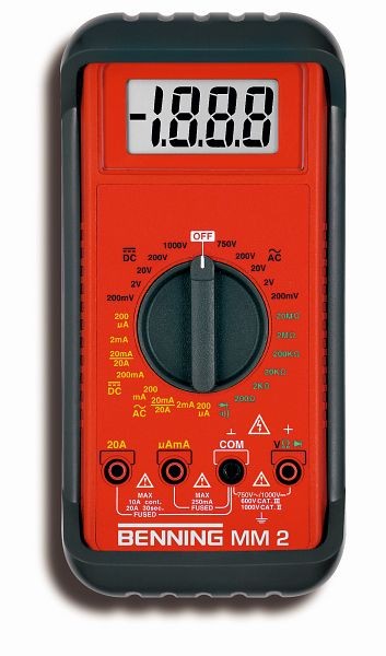 Benning MM 2, Digital-Multimeter 750V / AC 1000 V DC, 0.1 µA - 20 A. 20 MOhm, 044028