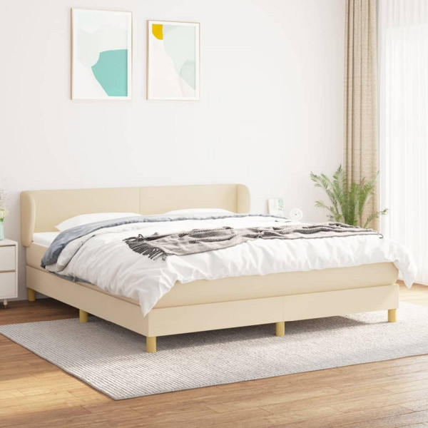 vidaXL Boxspringbett mit Matratze Creme 180x200 cm Stoff, 3126666