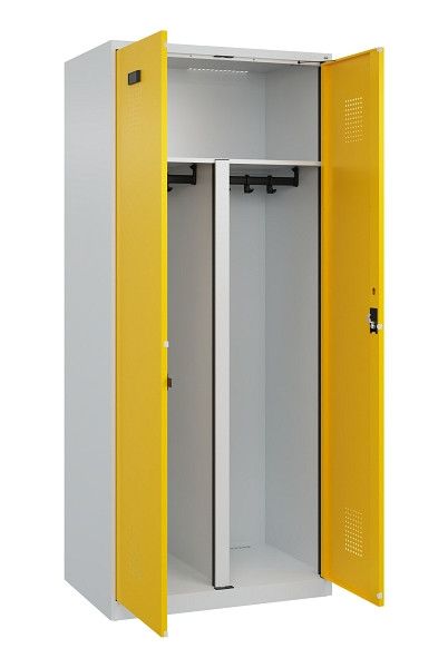 C+P PSA Schwarz-Weiß-Spind Evolo PLUS, 2 Abteile, 1850x800x500mm, 7035/1023, Zylinderschloss, 049002-22P S10028
